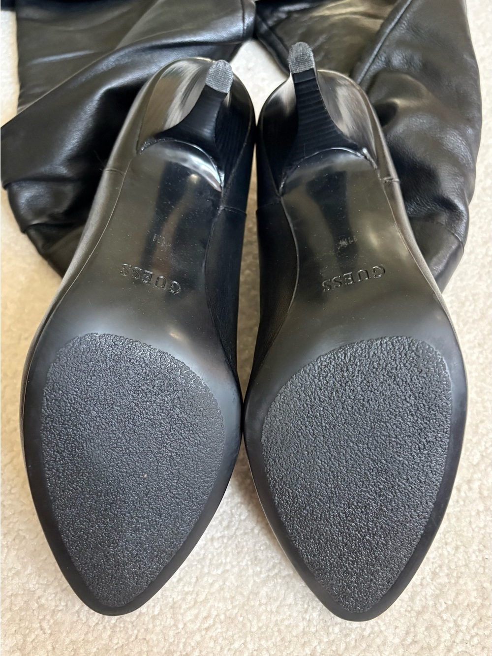 GUESS GENUINE LEATHER
BLACK BOOTS OVER THE KNEE HEELS SIZE 11 Y2K - Picture 12 of 16